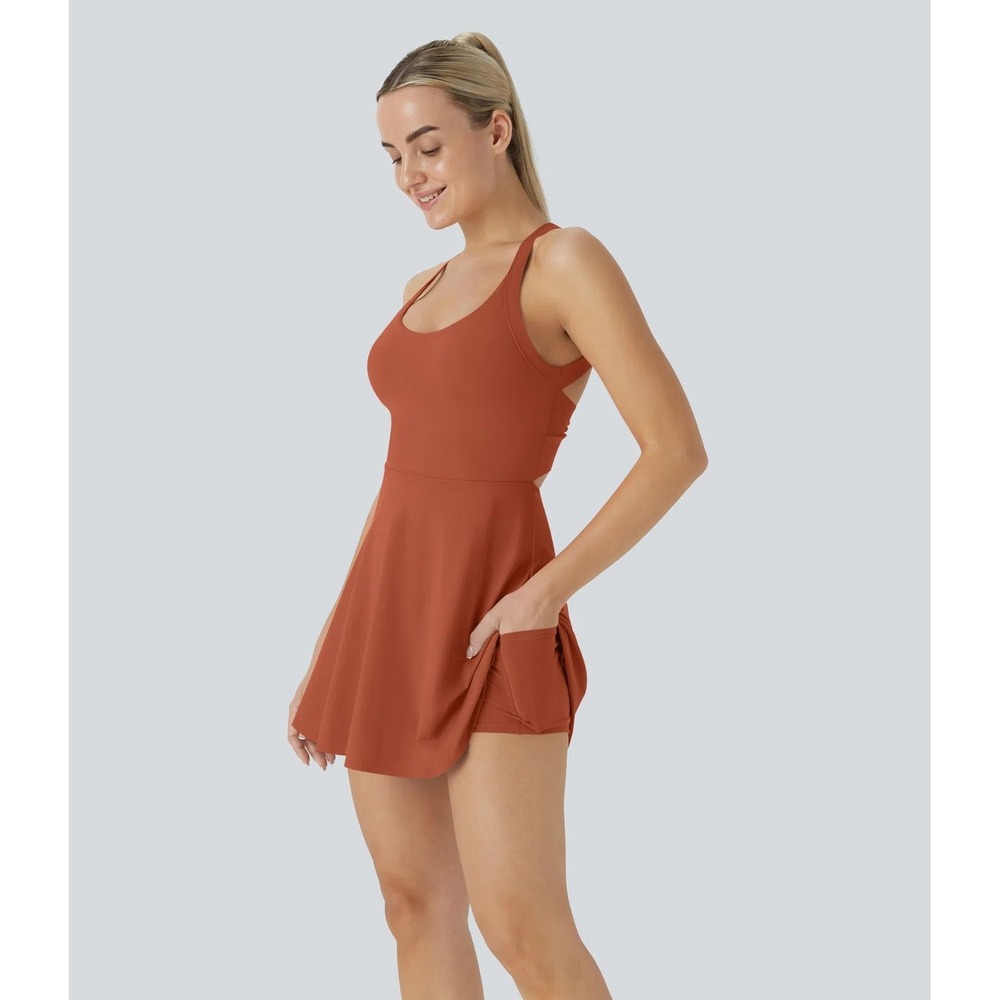 Halara Easy Peezy Dress Womens XS Orange NWT‎ Softlyzero Active Athleisure